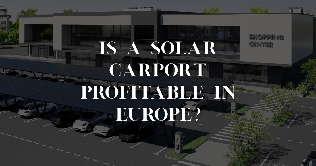 Financial ROI chart showing payback period and savings from a solar carport investment in different EU countries