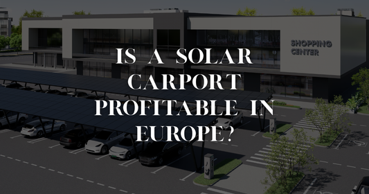 Financial ROI chart showing payback period and savings from a solar carport investment in different EU countries