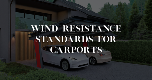 Technical illustration of carport anchoring system and wind force diagrams according to Eurocode standards