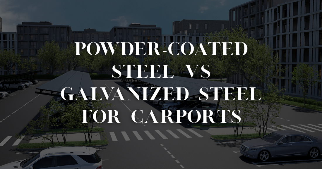 Close-up comparison showing powder-coated steel panel vs galvanized steel panel with corrosion protection layers