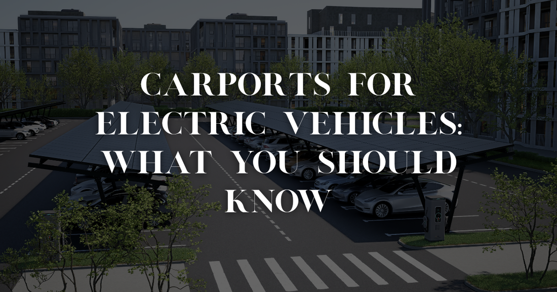 Electric car charging under a modern carport with integrated EV charger and cable management