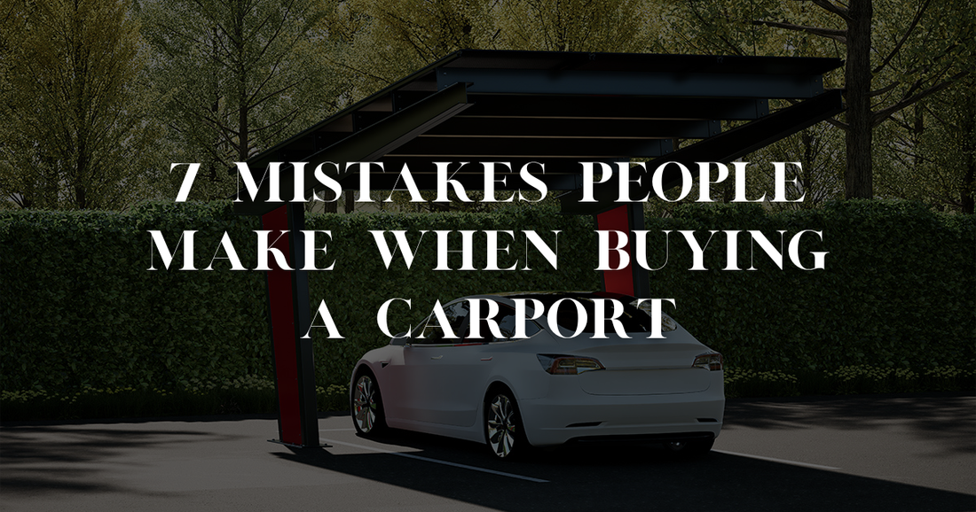 Illustration showing common carport mistakes: too small size, poor foundation, wrong material for climate