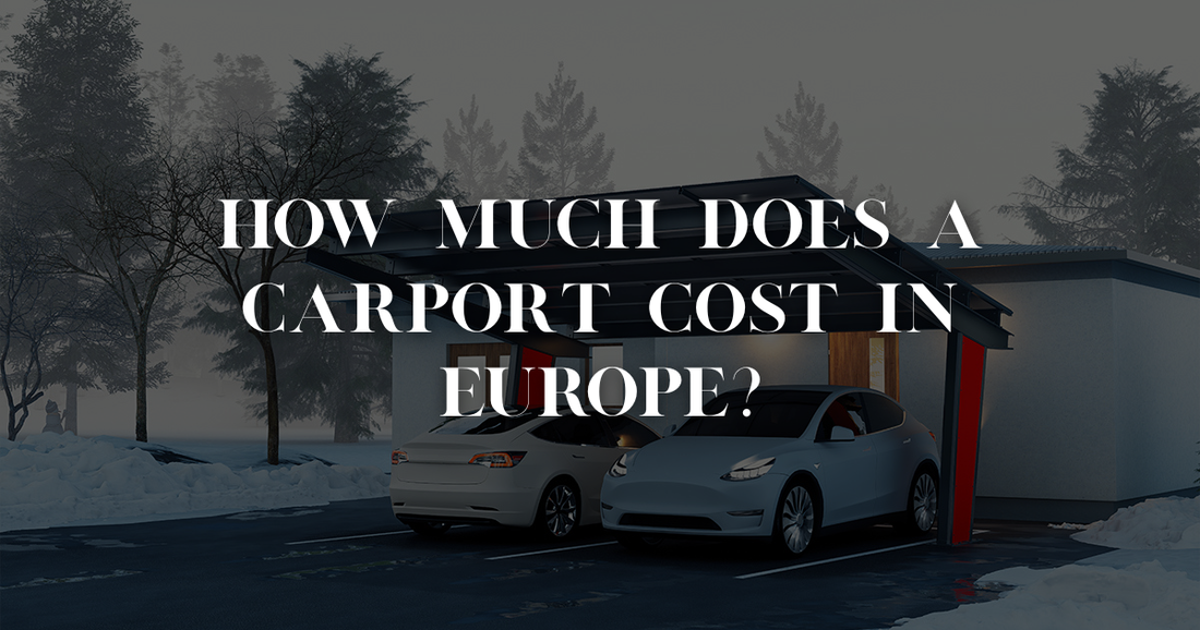 Price comparison chart showing carport costs by material and size across European countries
